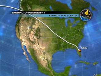 landing ground track for Discovery