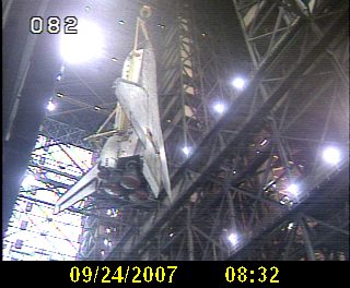 space shuttle discovery in the VAB waiting to be mated to external tank and boosters
